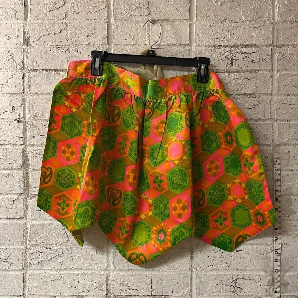 Vintage 60's Orange Retro Floral Half Apron Baking
